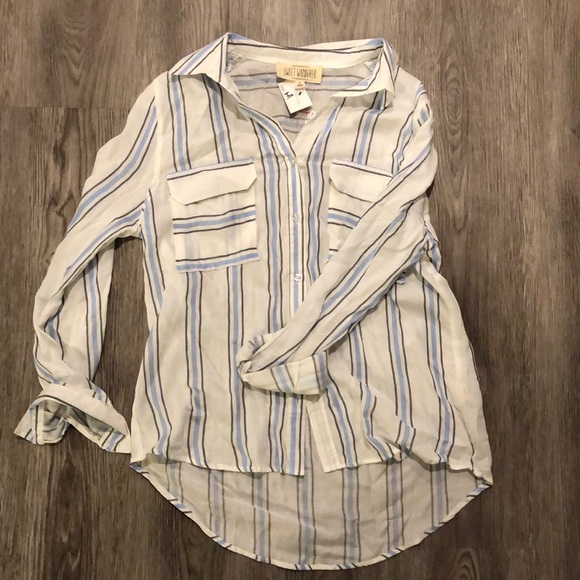 Sweet Wanderer Tops - Stipe button up